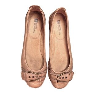 Balletcore Soft, genuine tan leather 7 1/2  Ballet Flats with Buckle